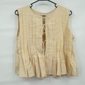 Unbranded cream butter yellow linen blend top